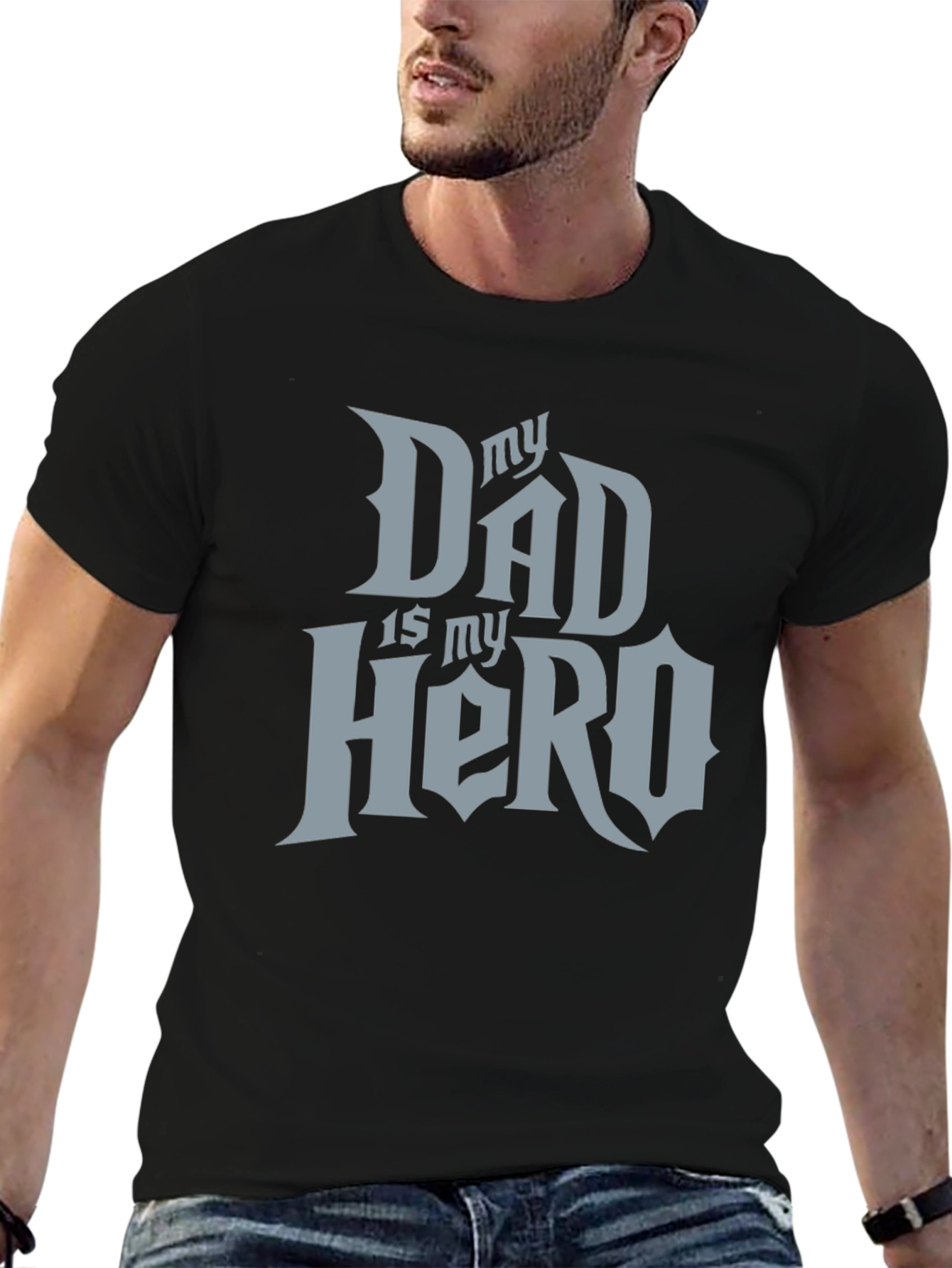 My Dad Is My Hero Black T-Shirt