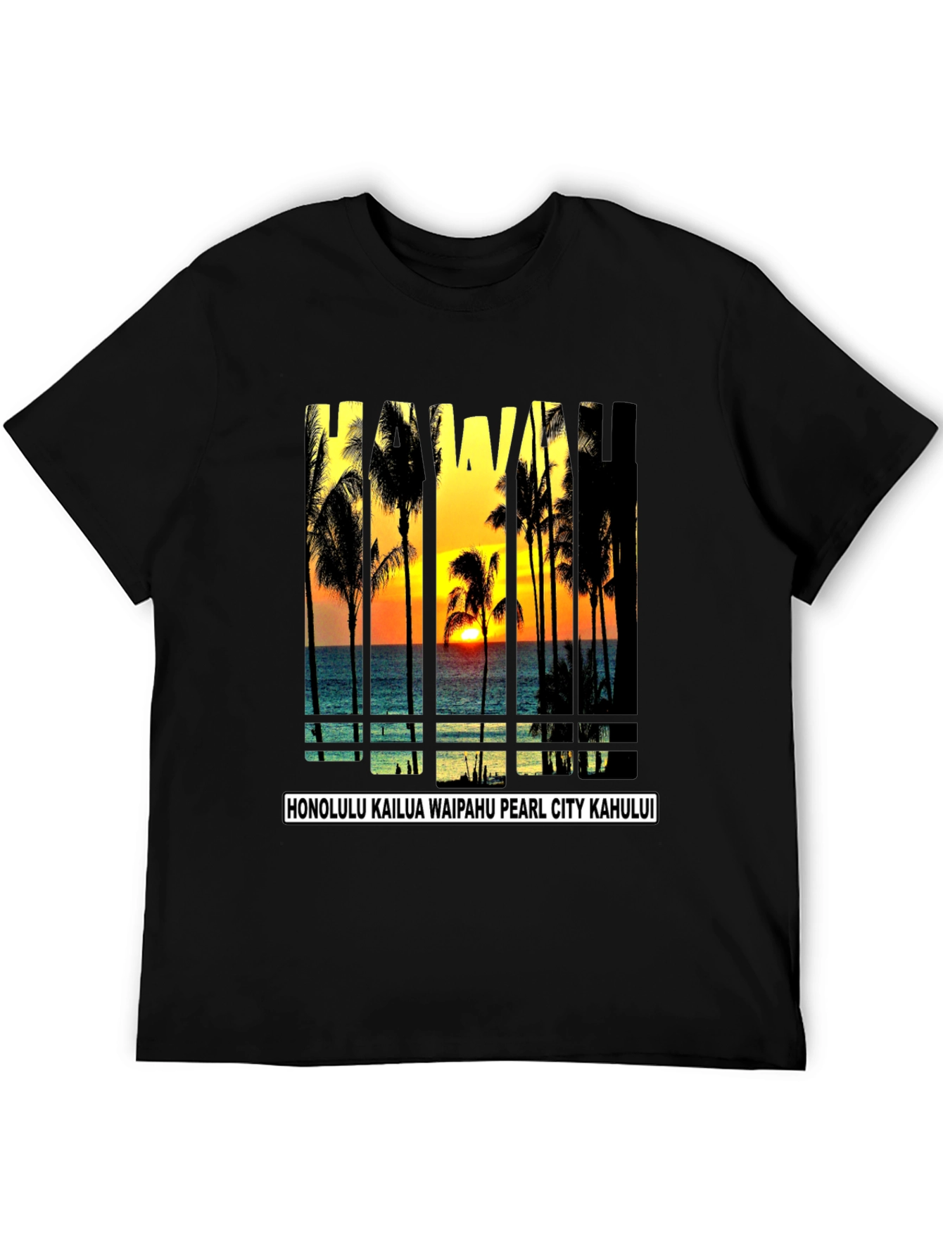 Hawaii Sunset T-Shirt Island Beach Palm Tree Tee