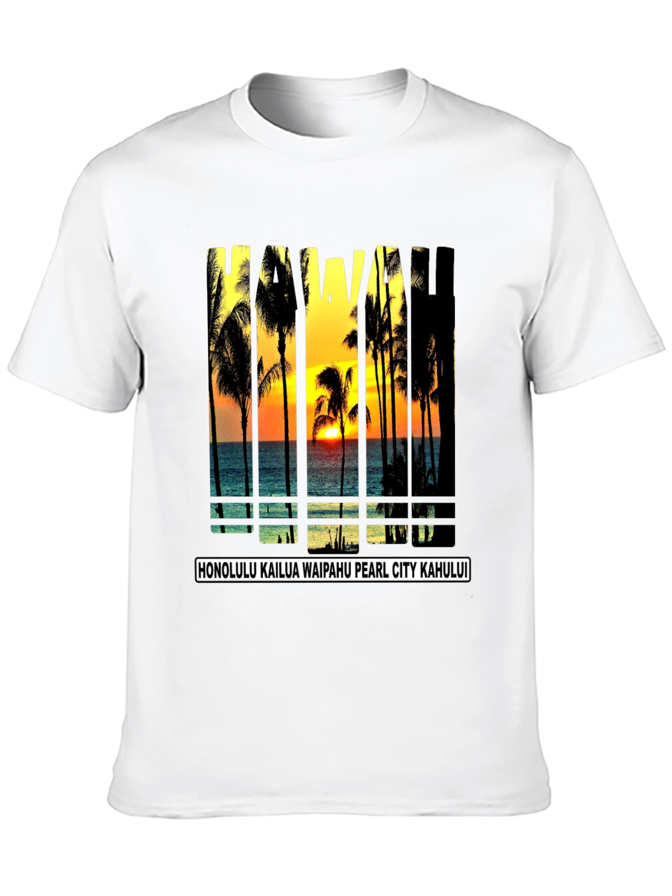 Hawaii Sunset T-Shirt Island Beach Palm Tree Tee