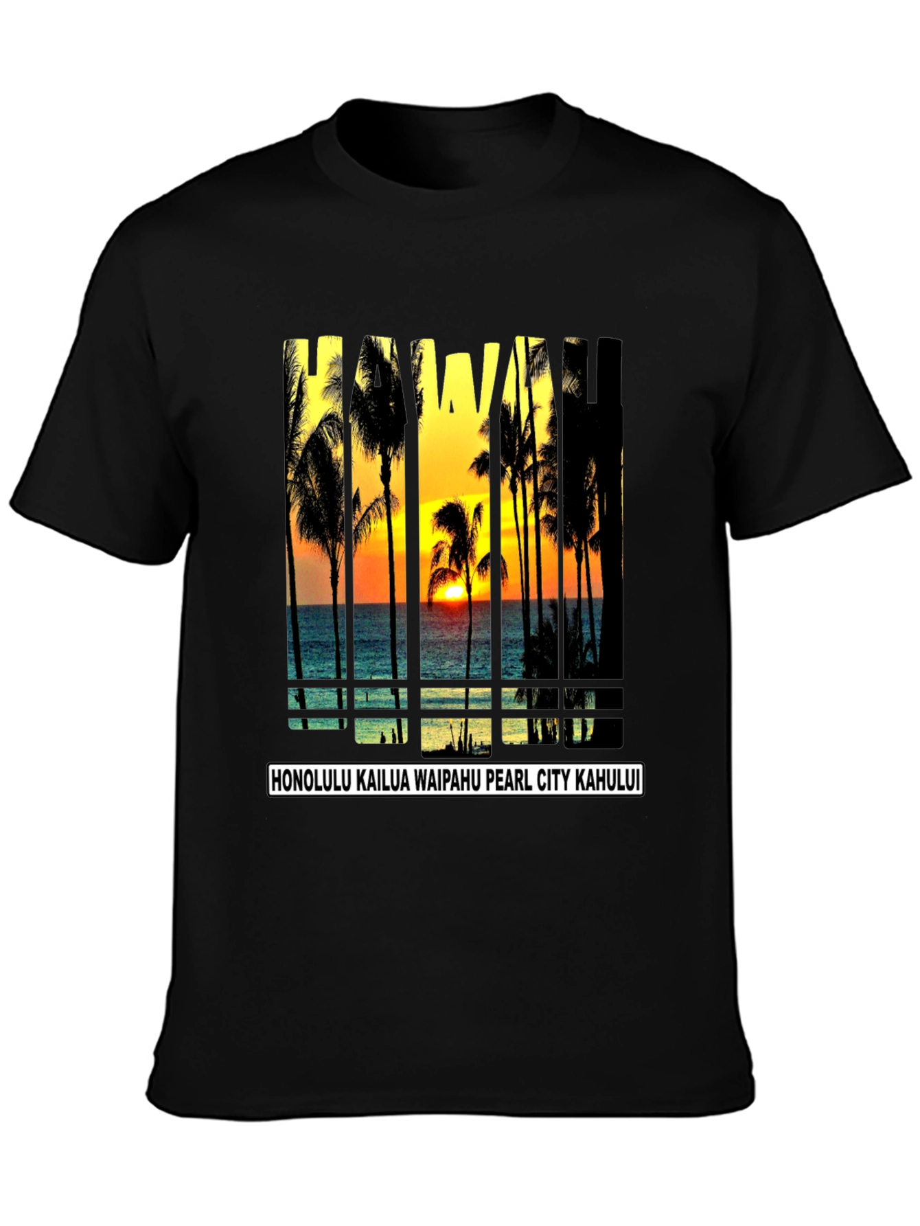 Hawaii Sunset T-Shirt Island Beach Palm Tree Tee