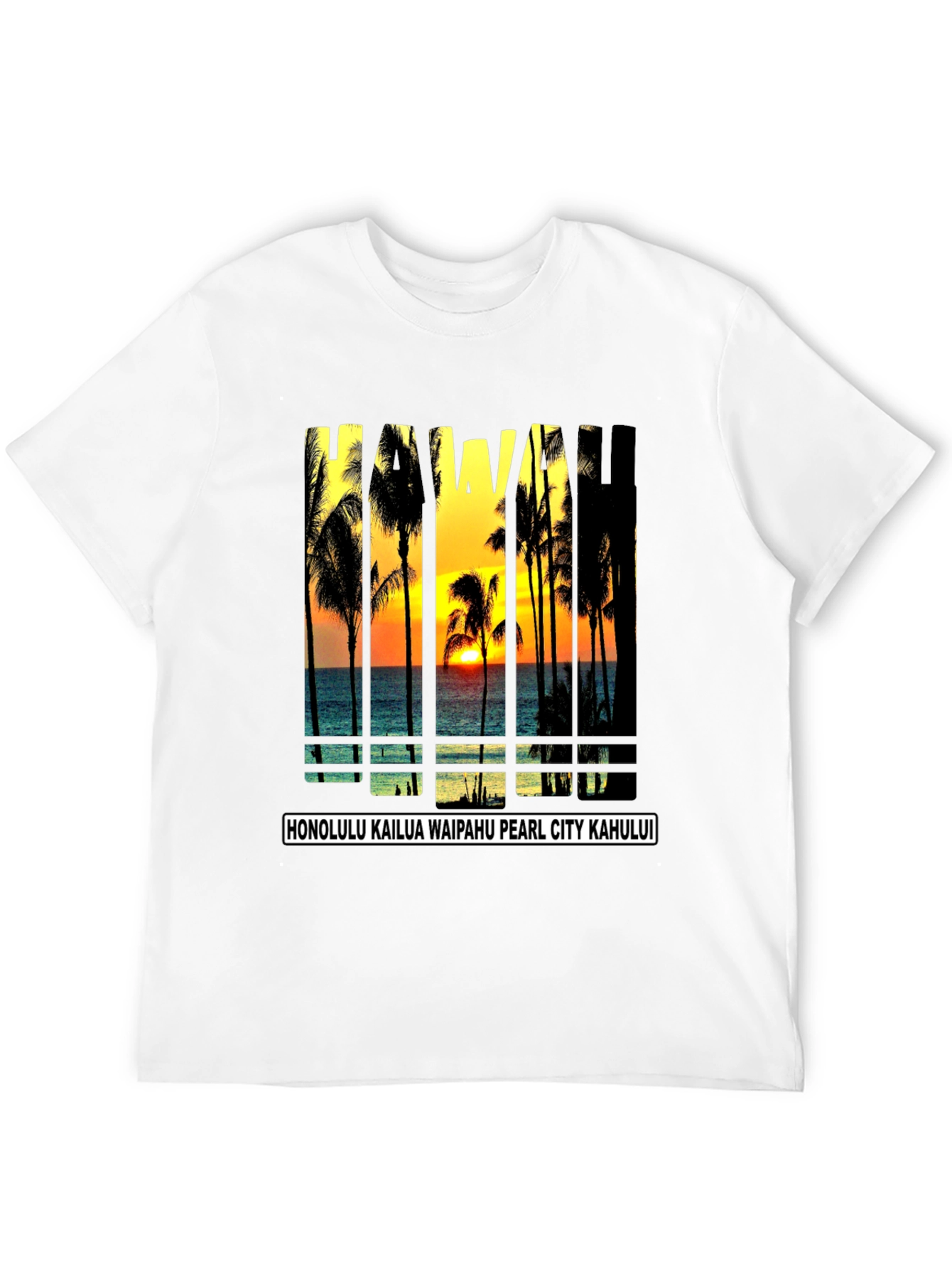 Hawaii Sunset T-Shirt Island Beach Palm Tree Tee