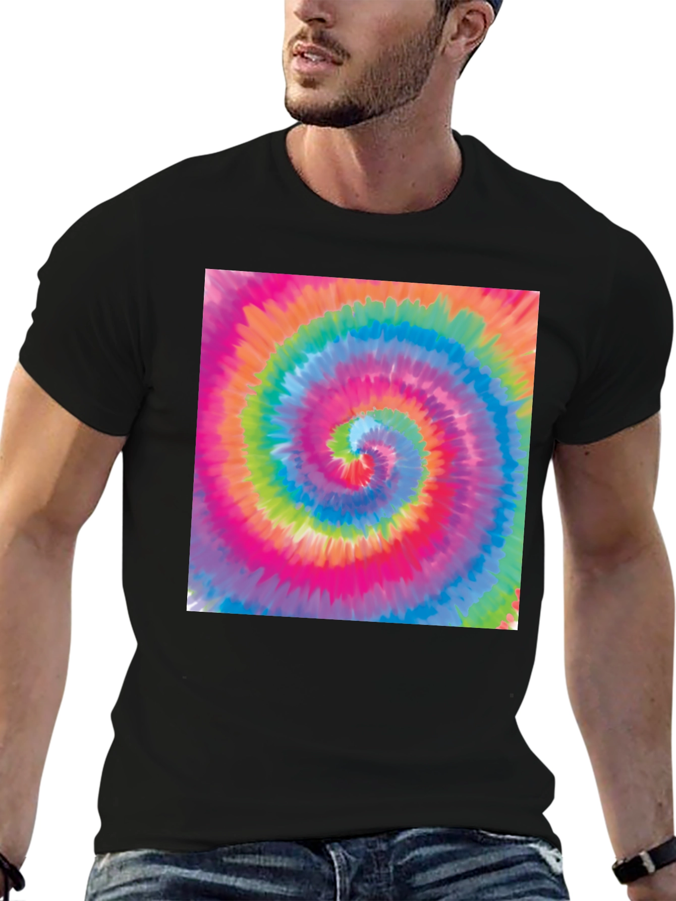 Tie-Dye Swirl Graphic Black T-Shirt