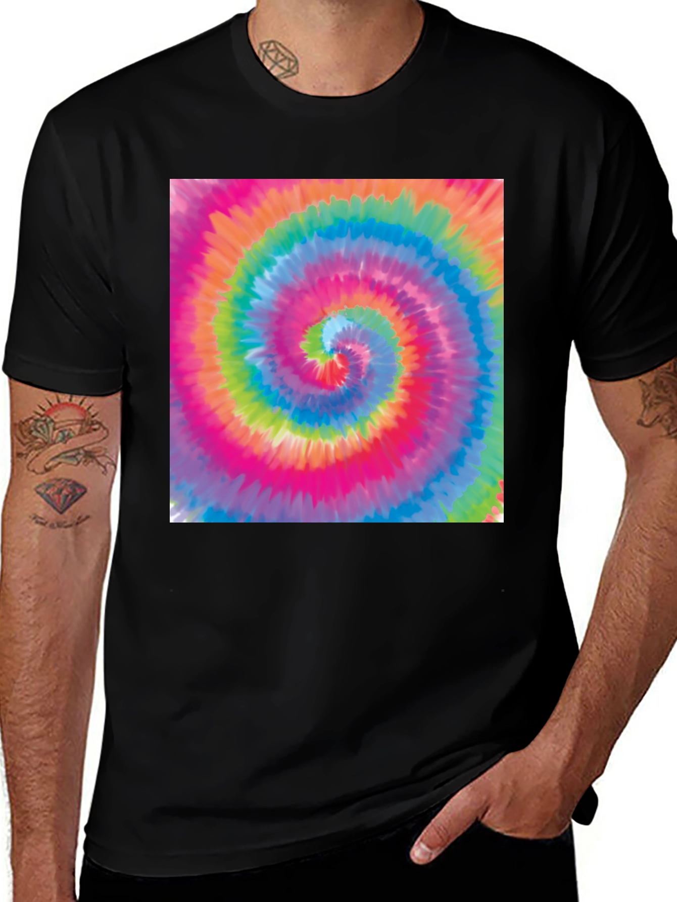 Tie-Dye Swirl Graphic Black T-Shirt