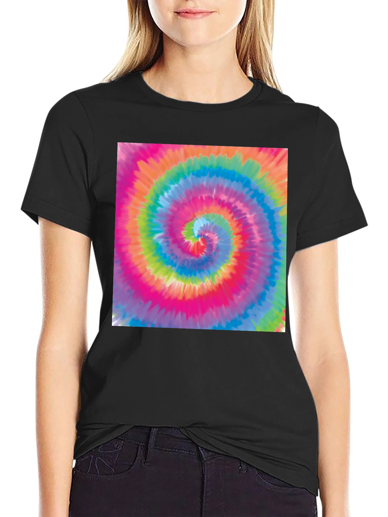Tie-Dye Swirl Graphic Black T-Shirt