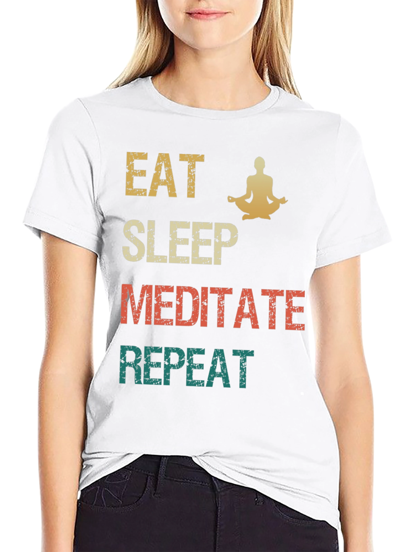 Eat Sleep Meditate Repeat Graphic Tee