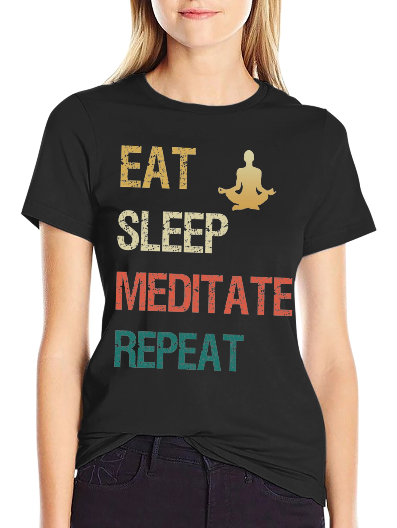Eat Sleep Meditate Repeat Graphic Tee