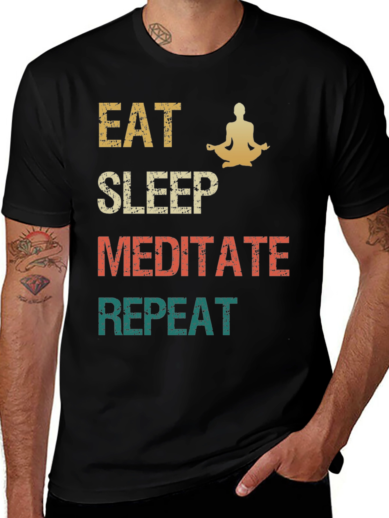 Eat Sleep Meditate Repeat Graphic Tee
