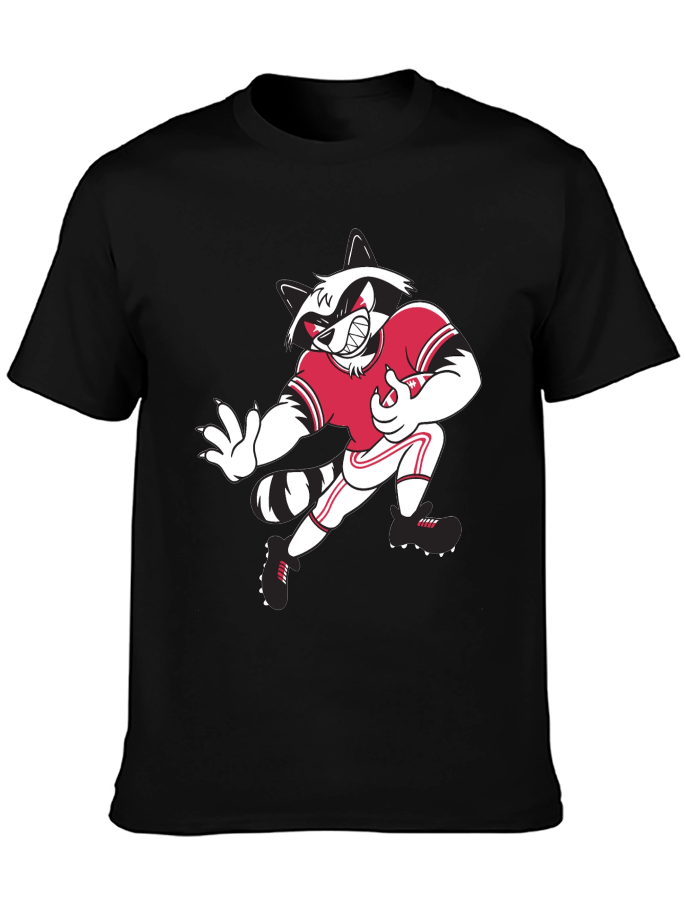 Cartoon Raccoon Football Player Graphic T-Shirt
