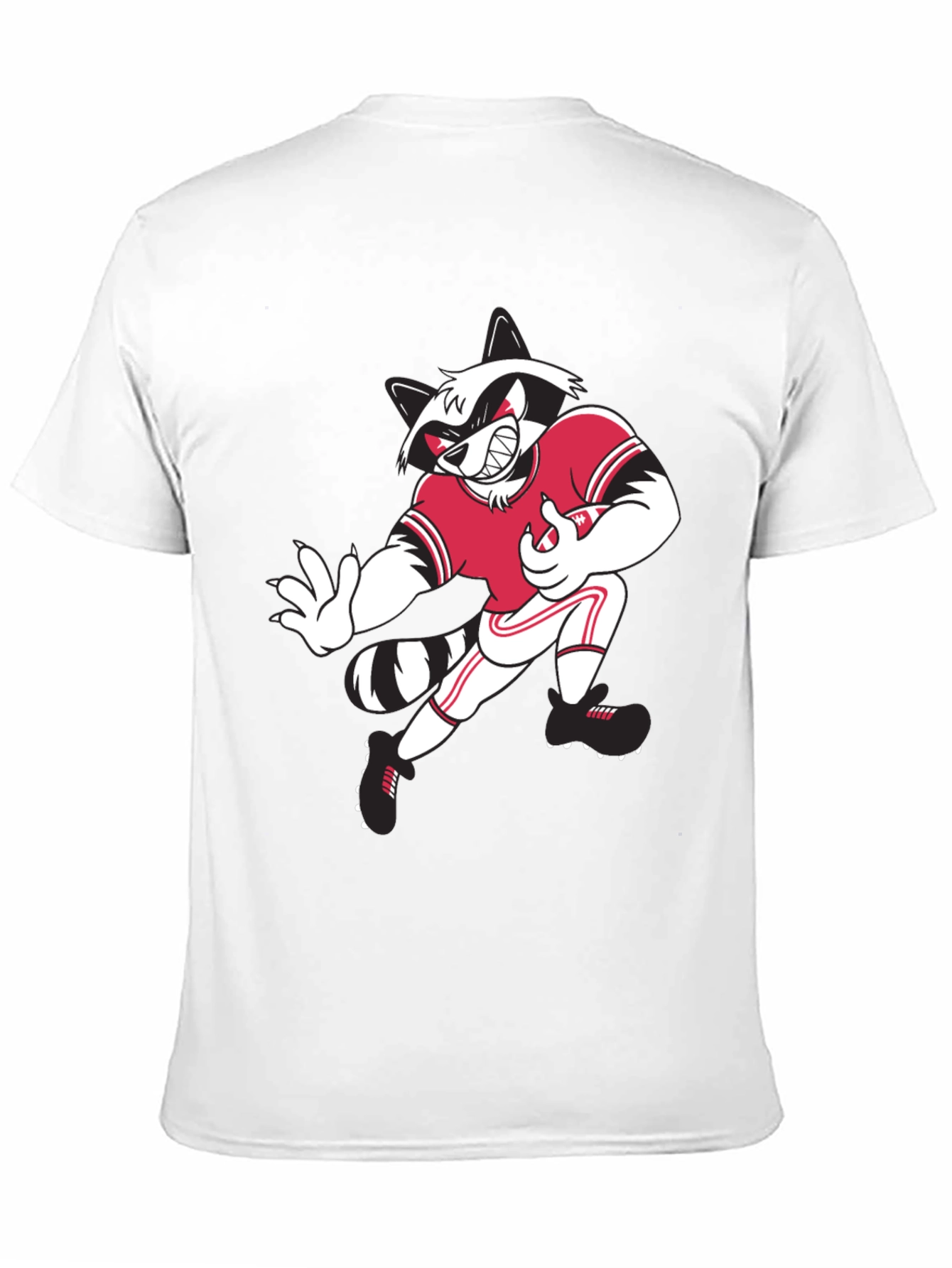 Cartoon Raccoon Football Player Graphic T-Shirt