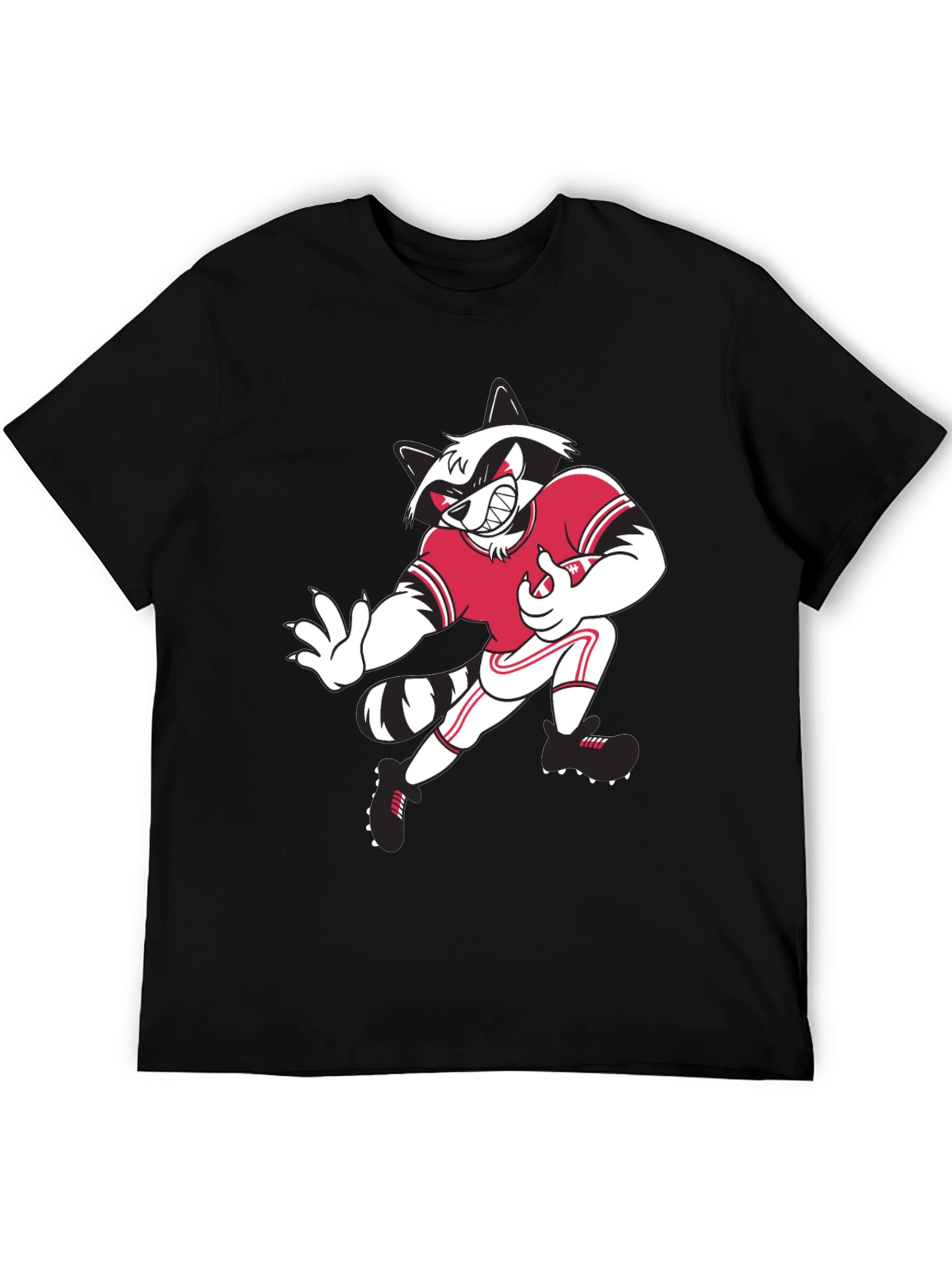 Cartoon Raccoon Football Player Graphic T-Shirt