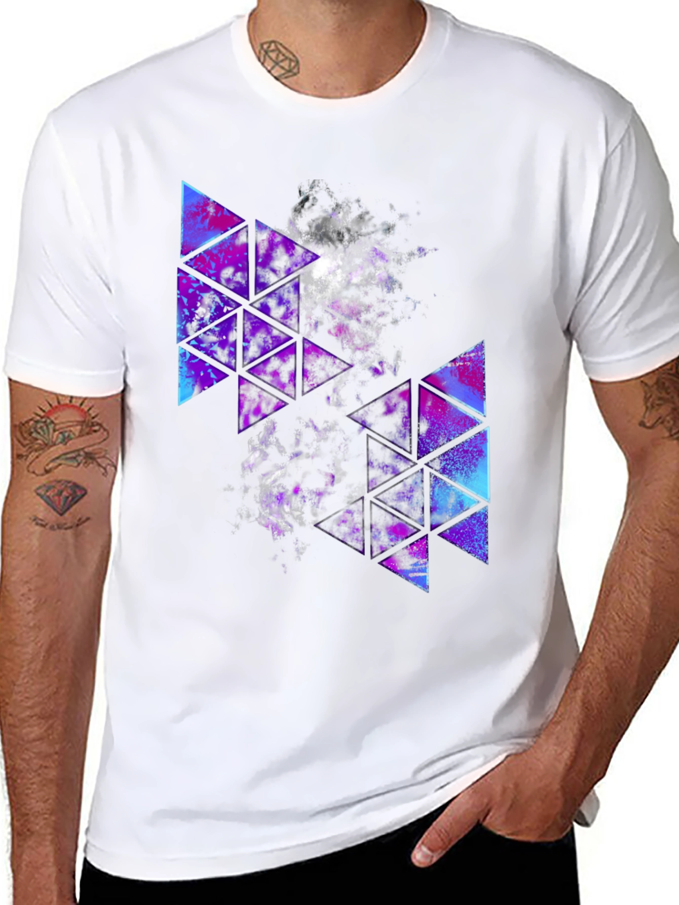 Geometric Galaxy T-Shirt - Stylish Triangle Design