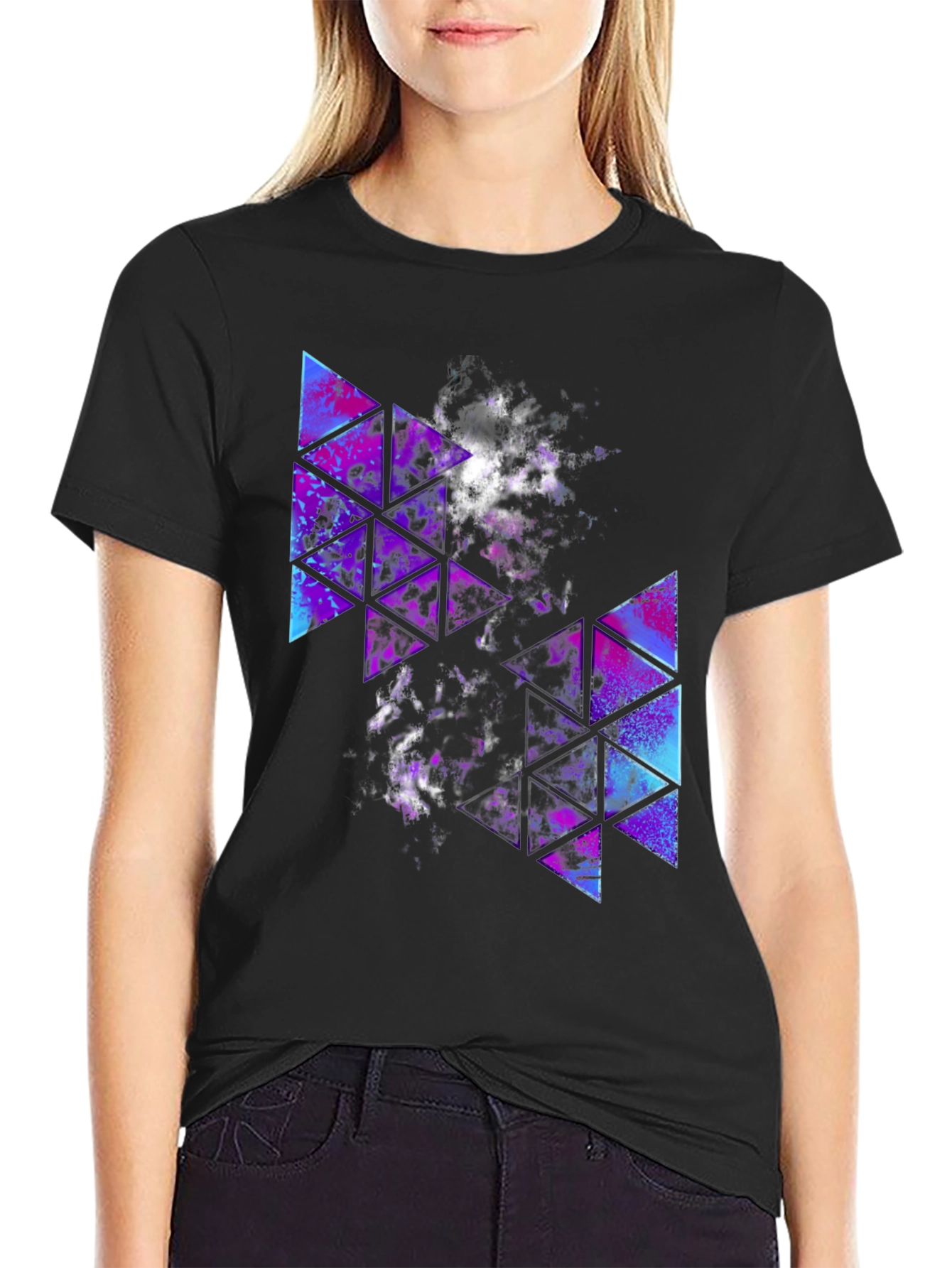 Geometric Galaxy T-Shirt - Stylish Triangle Design