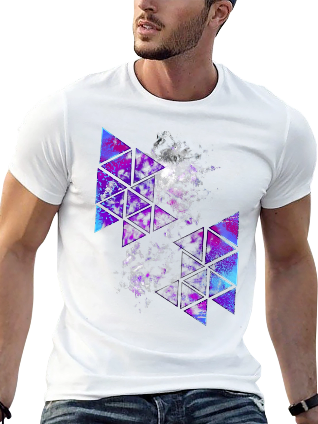 Geometric Galaxy T-Shirt - Stylish Triangle Design