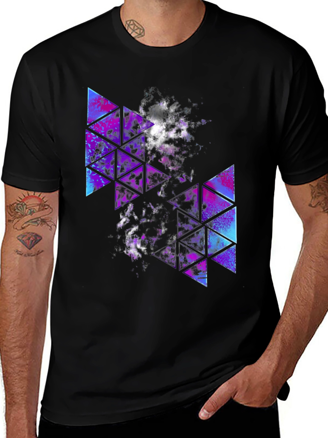 Geometric Galaxy T-Shirt - Stylish Triangle Design