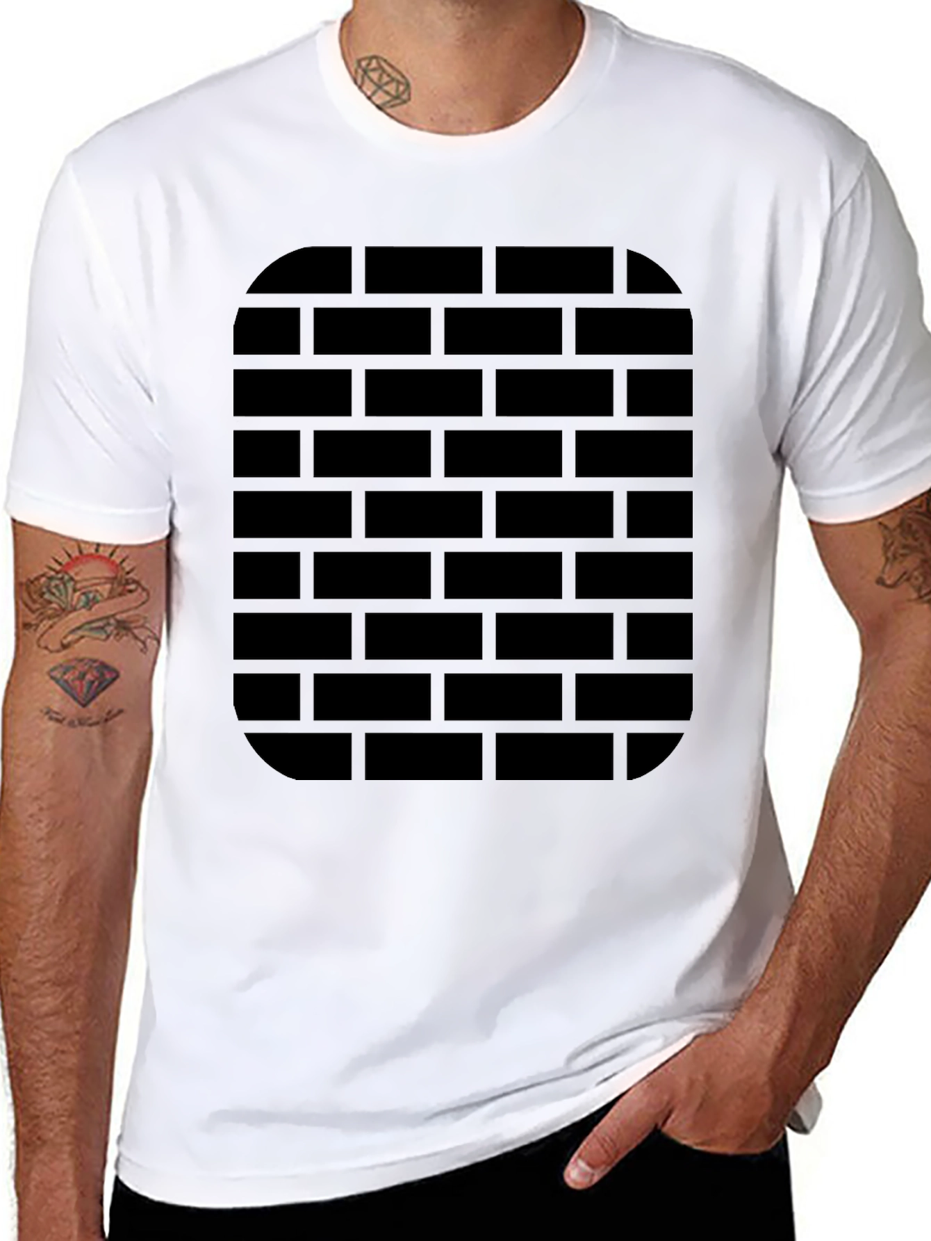 Black Brick Wall Graphic Tee - Urban Style
