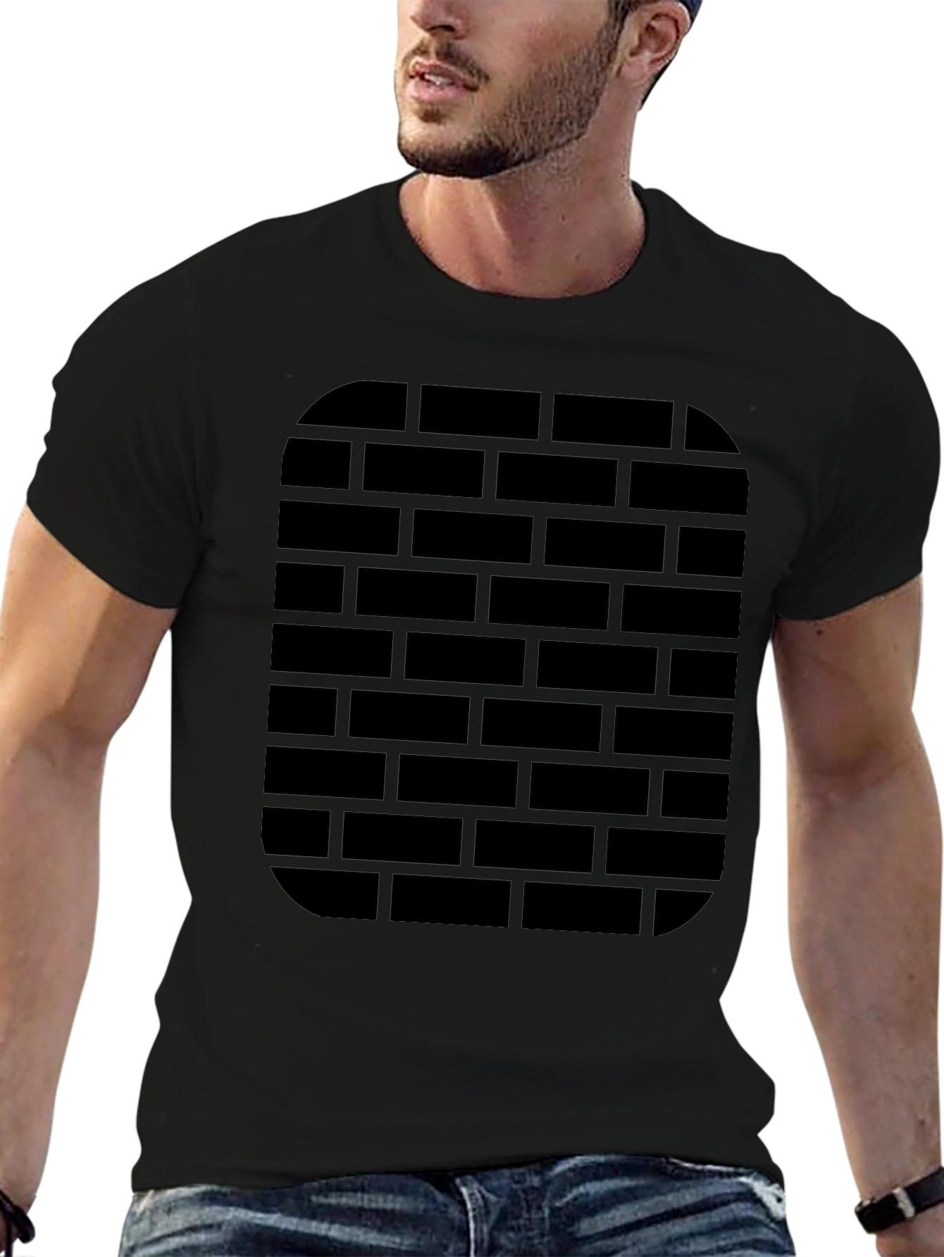 Black Brick Wall Graphic Tee - Urban Style