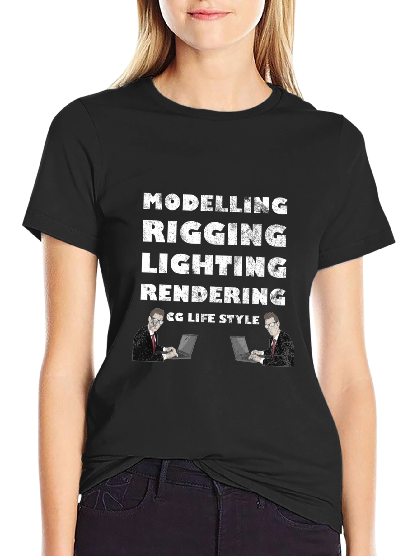 CG Life Style Modeling Rigging Lighting Rendering Black T-Shirt