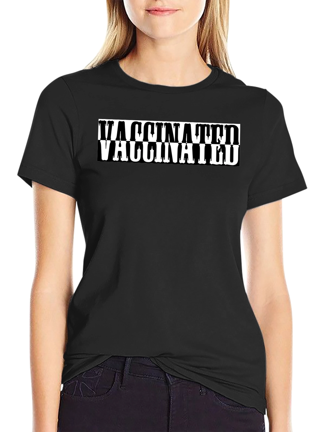 Vaccinated Graphic Tee - Black Cotton T-Shirt