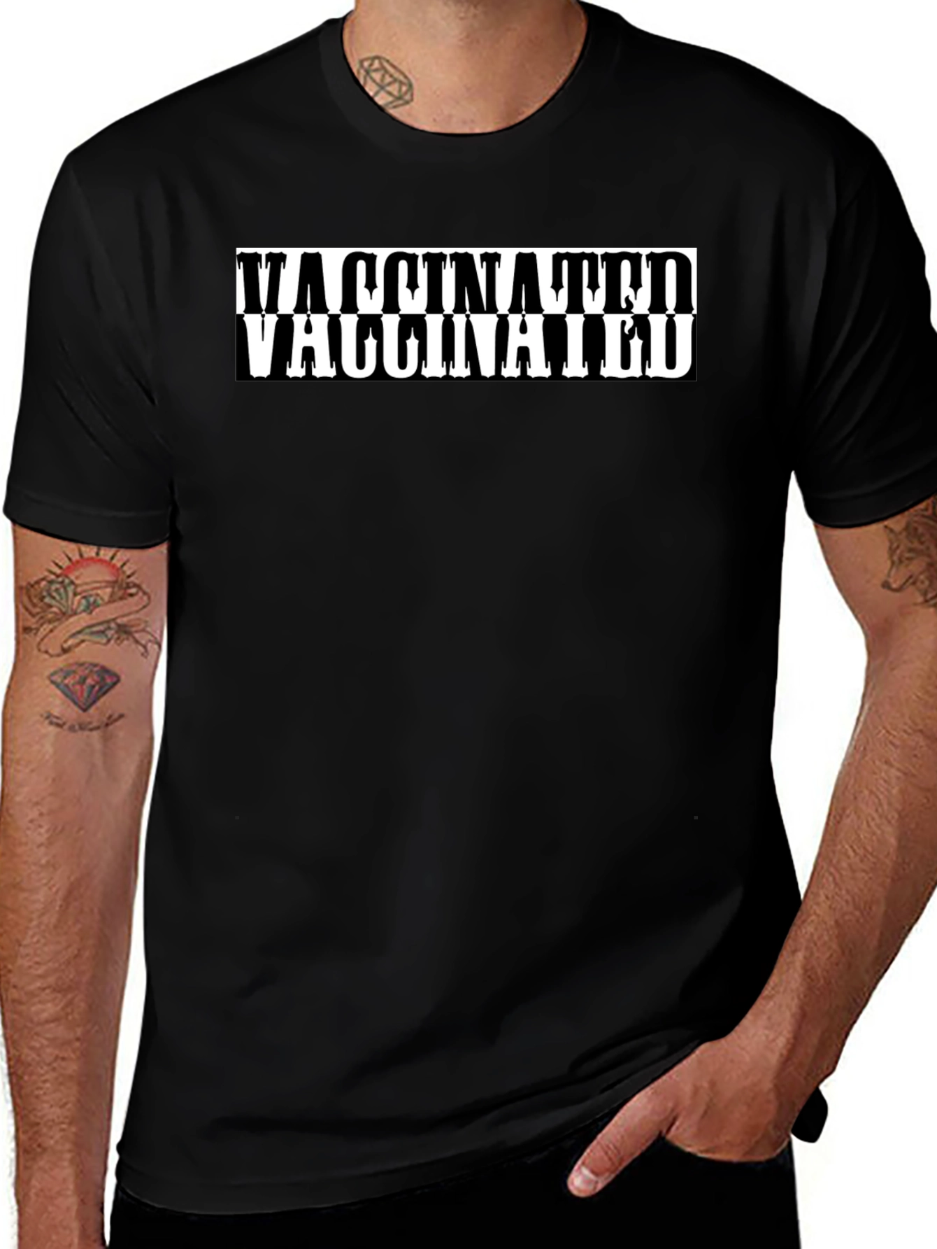 Vaccinated Graphic Tee - Black Cotton T-Shirt