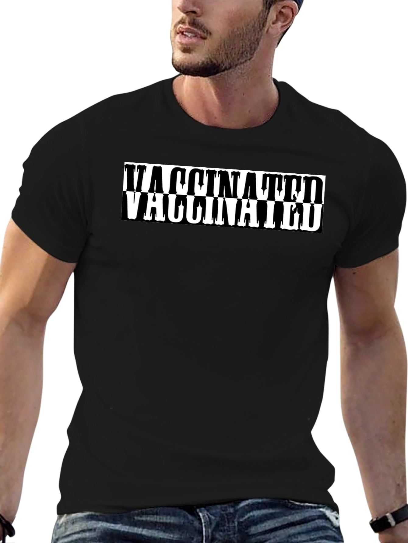 Vaccinated Graphic Tee - Black Cotton T-Shirt