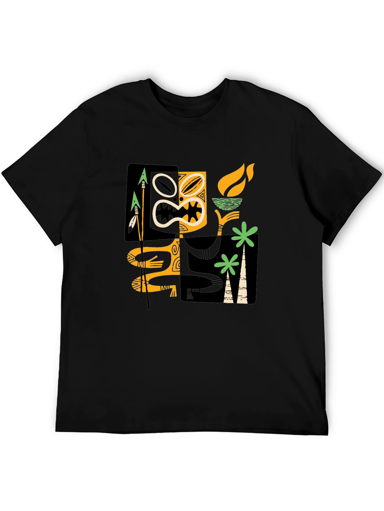 Retro Tiki Graphic Black T-Shirt