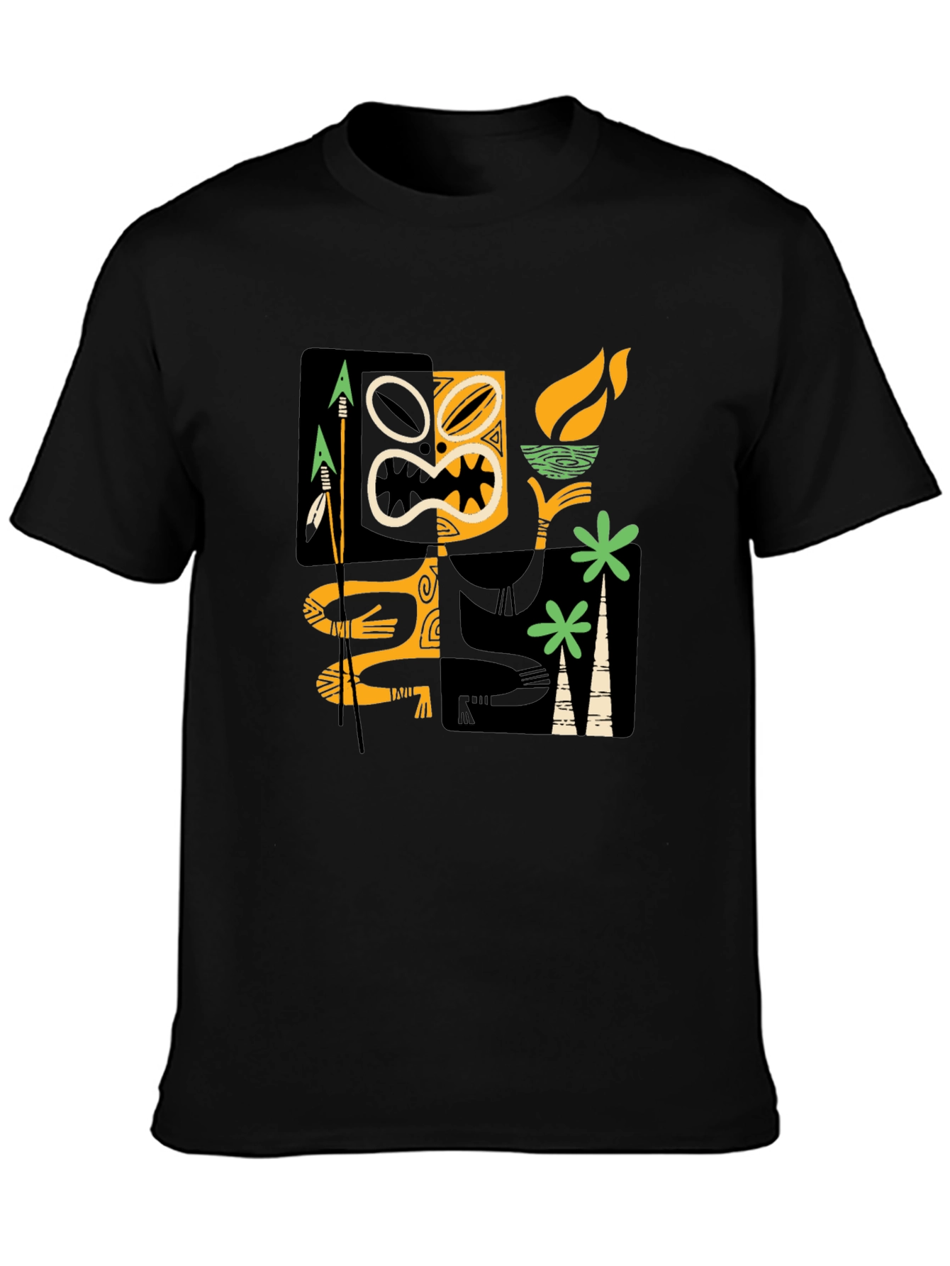 Retro Tiki Graphic Black T-Shirt