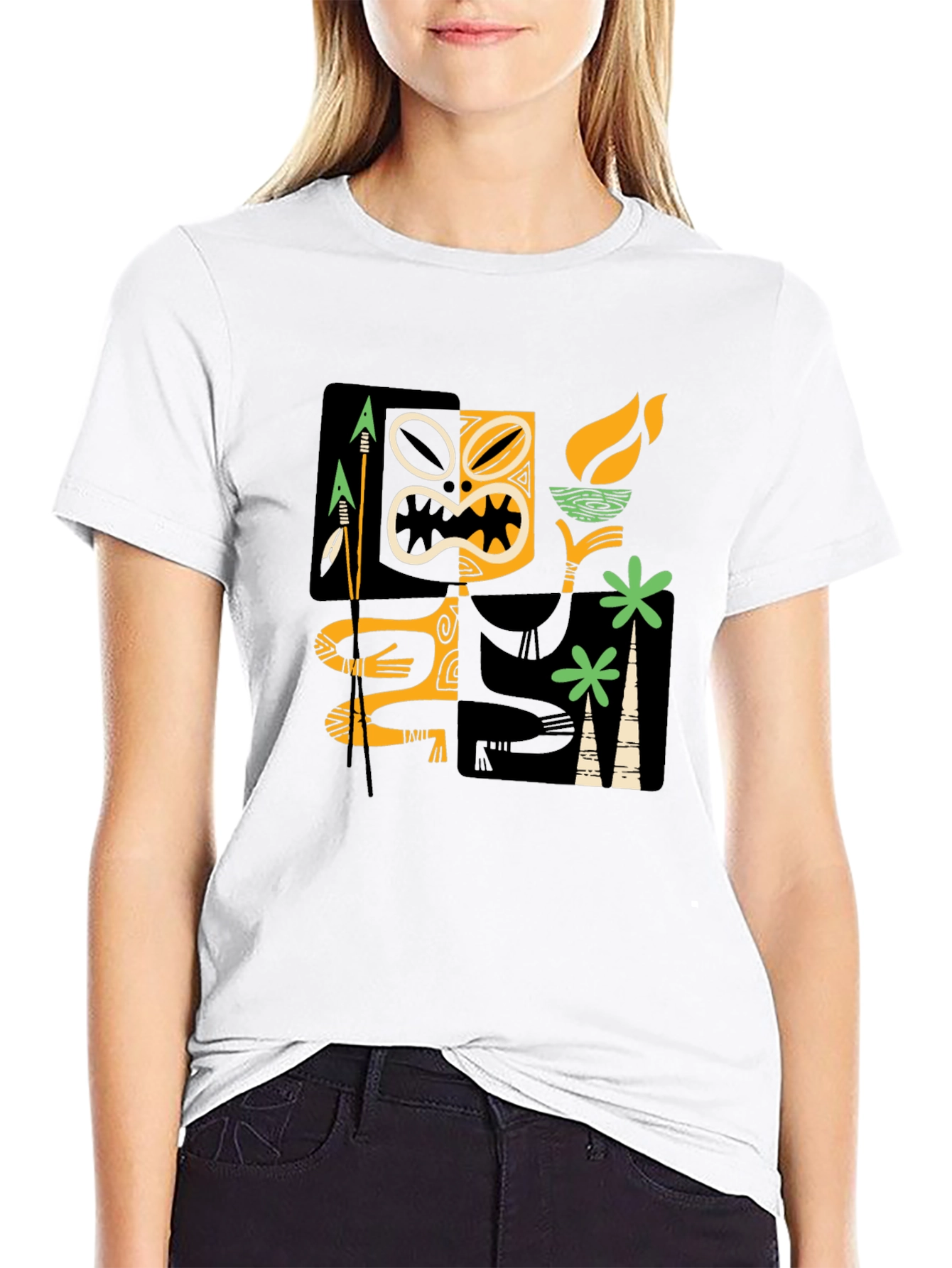 Retro Tiki Graphic Black T-Shirt