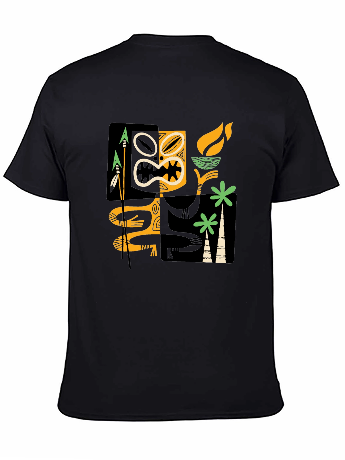 Retro Tiki Graphic Black T-Shirt