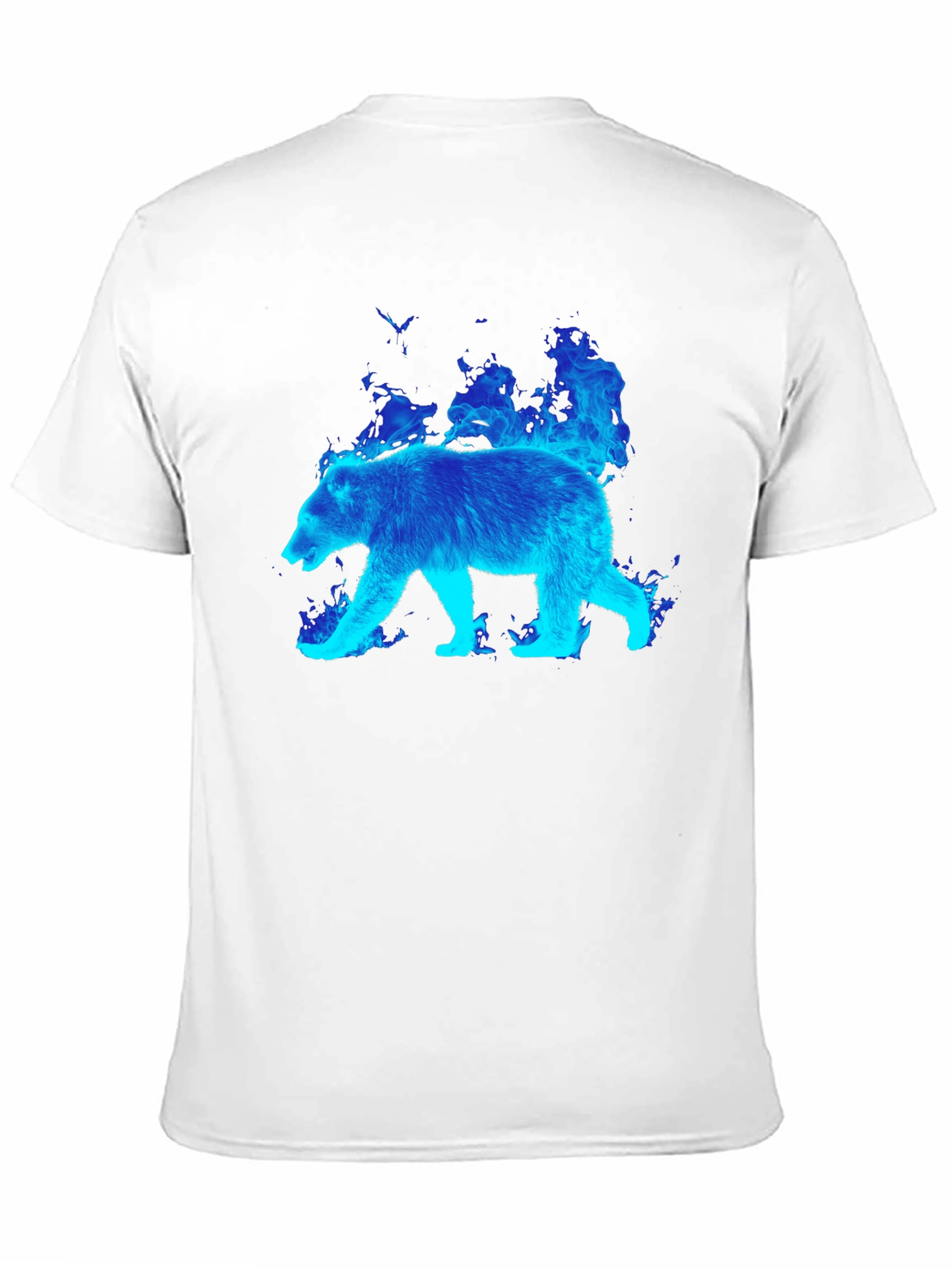 Flaming Blue Bear Graphic Tee - Black Cotton T-Shirt