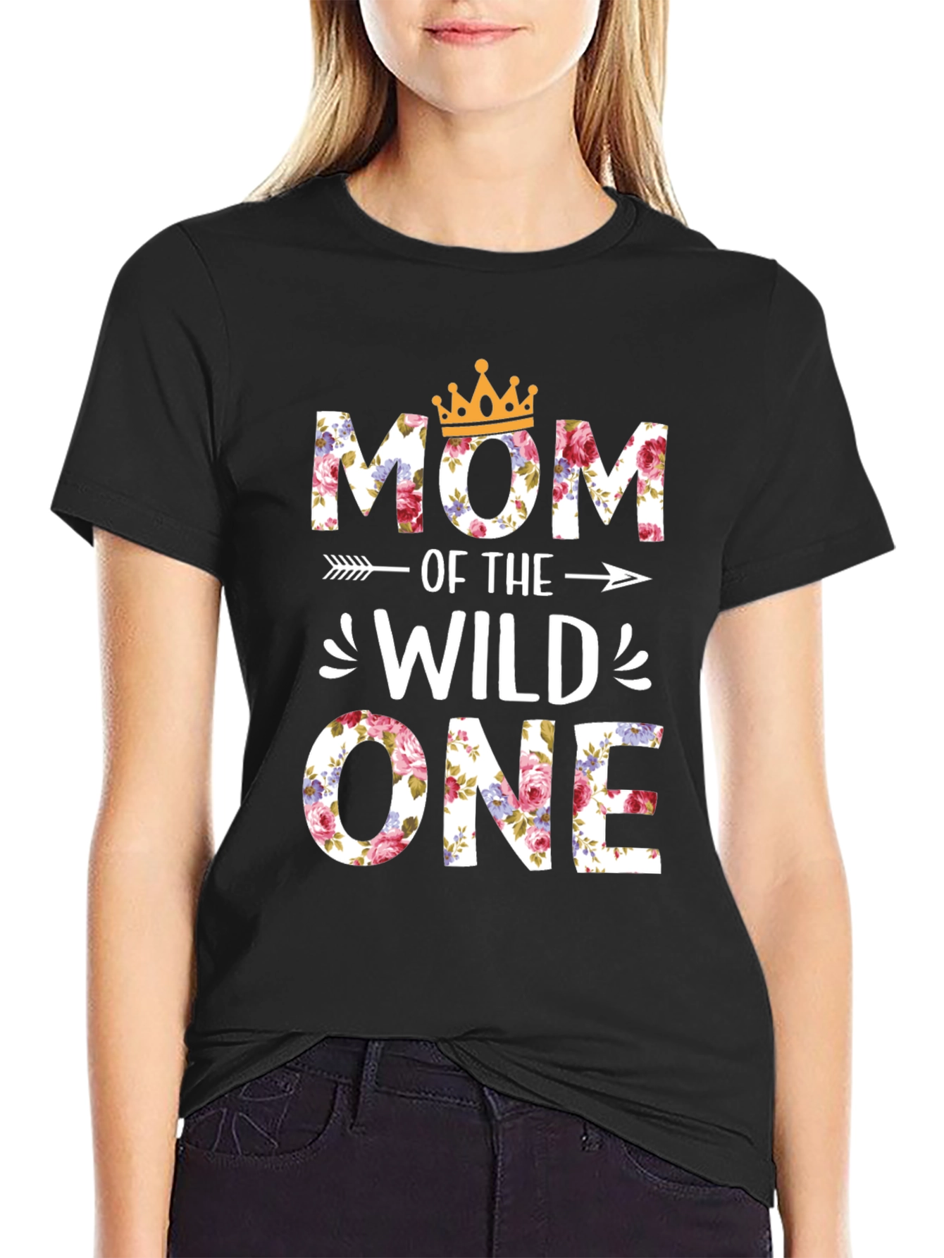 Mom of the Wild One Floral Graphic T-Shirt