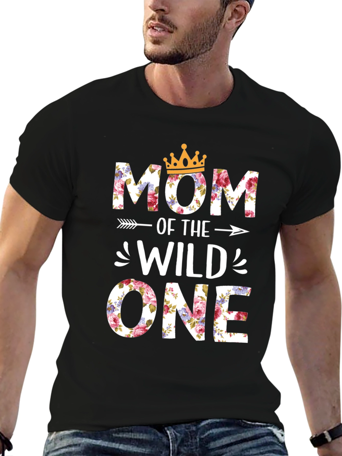 Mom of the Wild One Floral Graphic T-Shirt