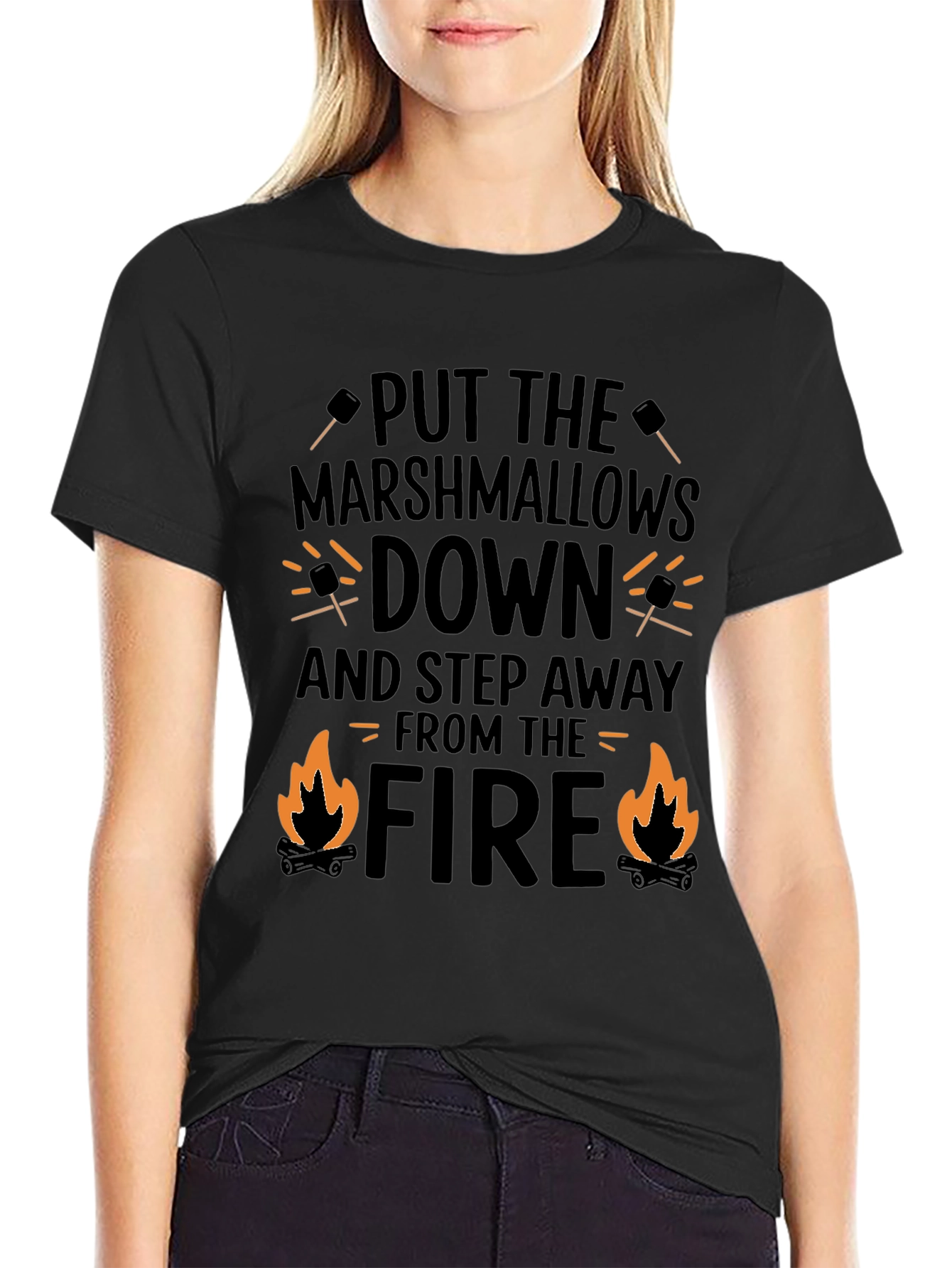 Marshmallows Down Funny Camping T-Shirt