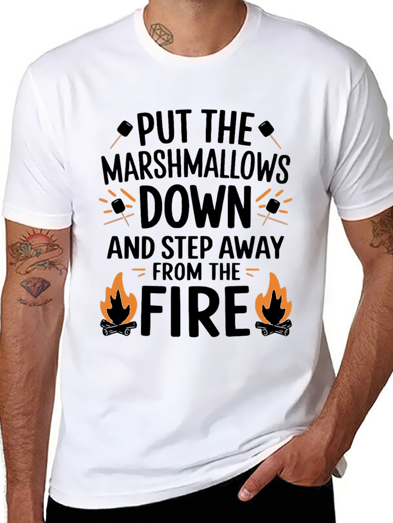 Marshmallows Down Funny Camping T-Shirt