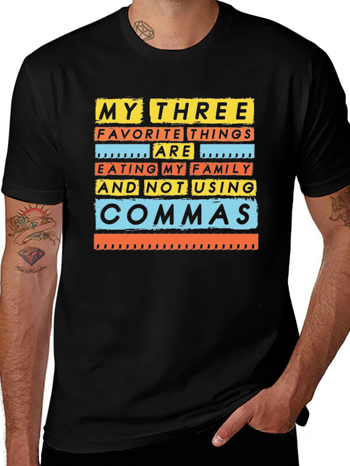 Funny Grammar T-Shirt: My Three Favorite Things