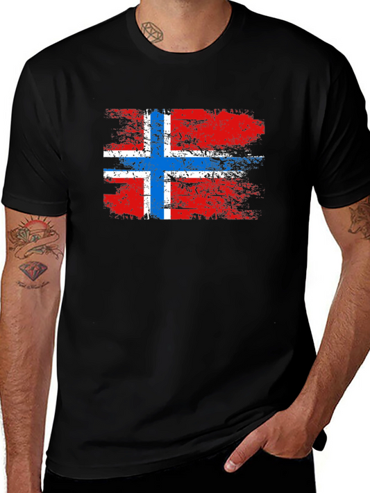 Norway Flag T-Shirt - Grunge Style