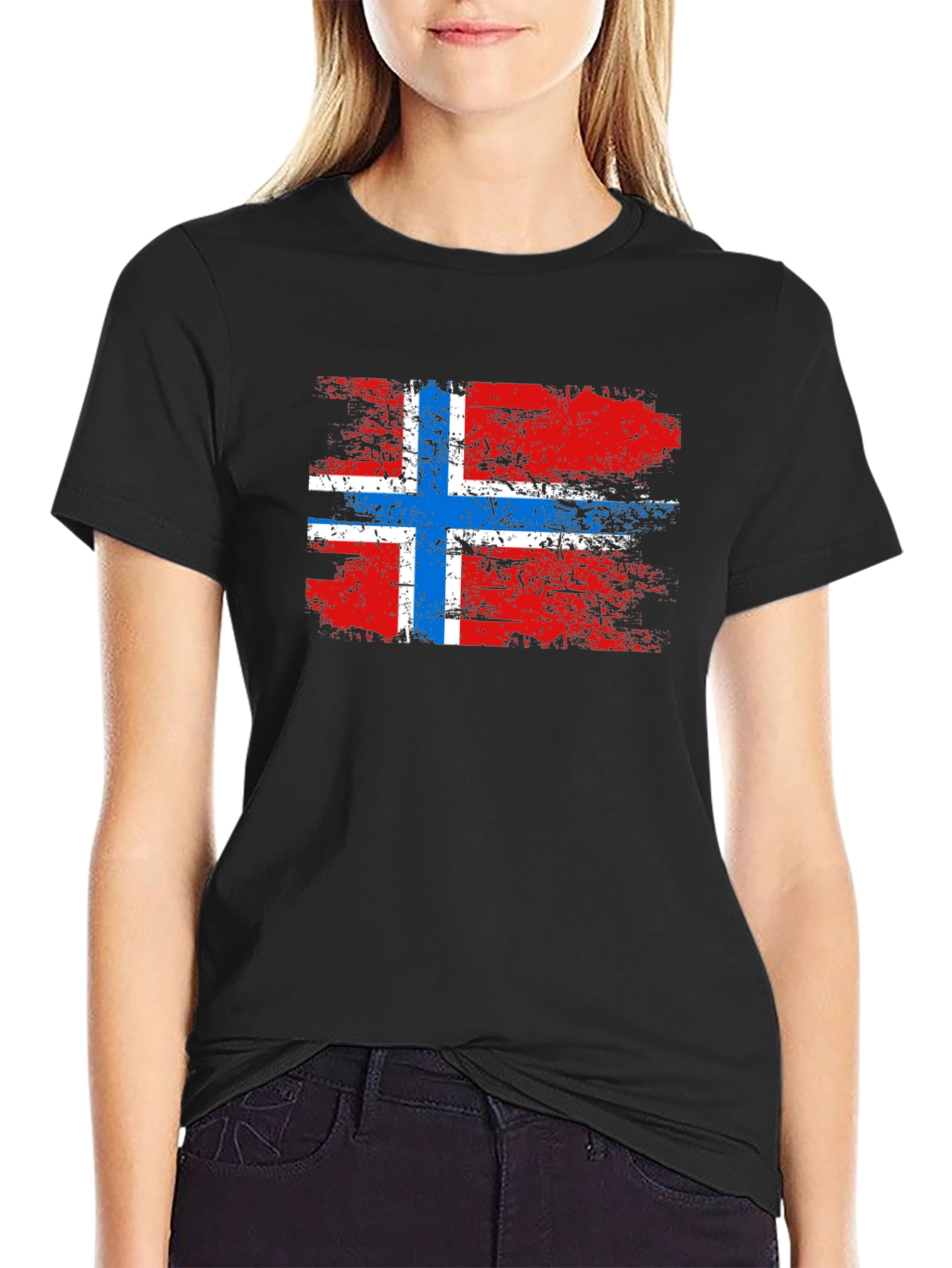 Norway Flag T-Shirt - Grunge Style