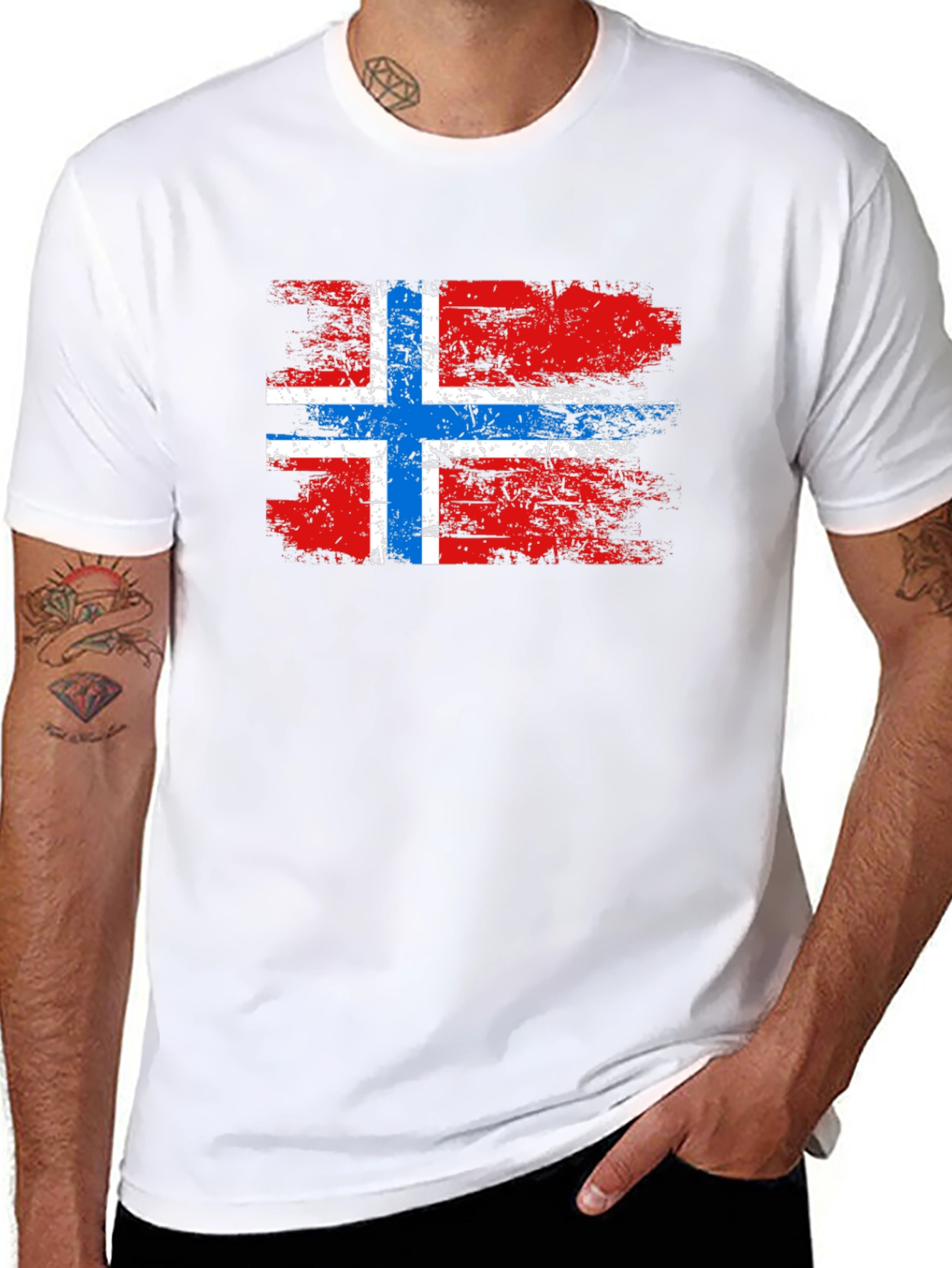 Norway Flag T-Shirt - Grunge Style