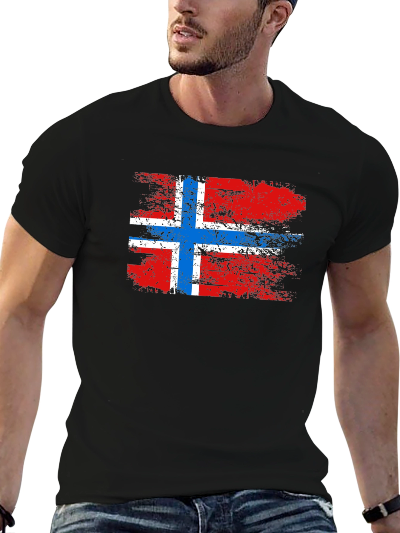 Norway Flag T-Shirt - Grunge Style