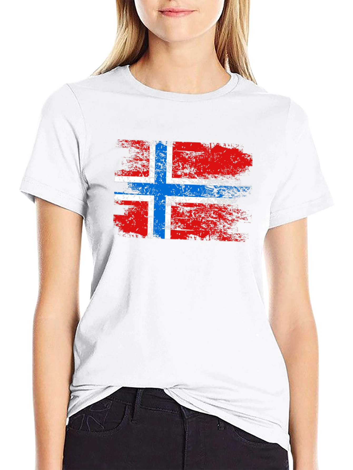 Norway Flag T-Shirt - Grunge Style