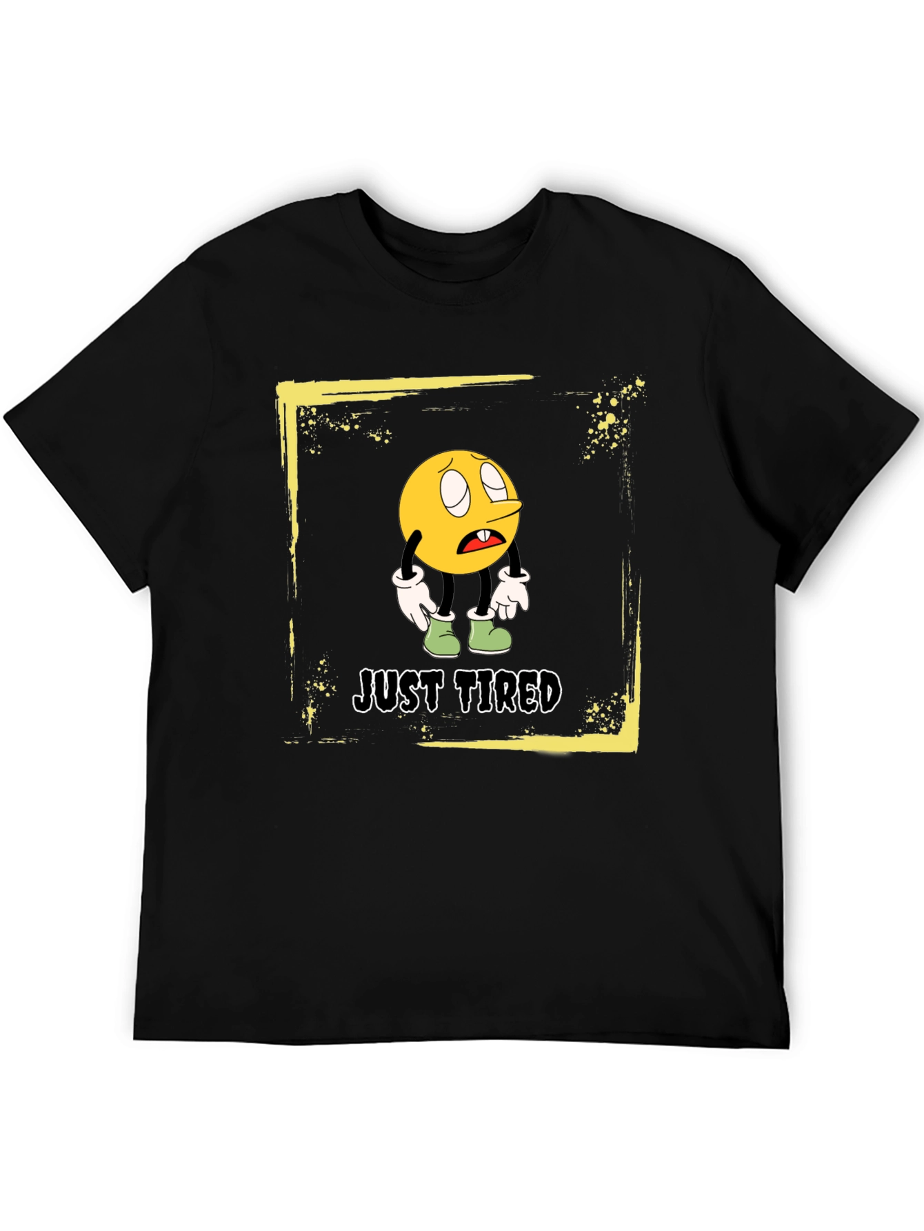 Just Tired Graphic T-Shirt - Funny Cartoon Emoji Tee