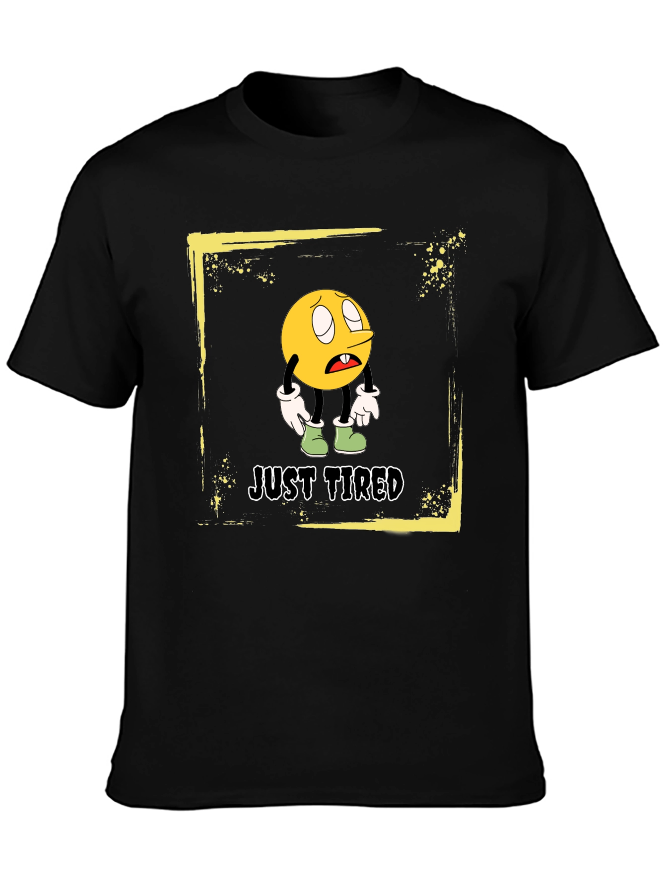 Just Tired Graphic T-Shirt - Funny Cartoon Emoji Tee