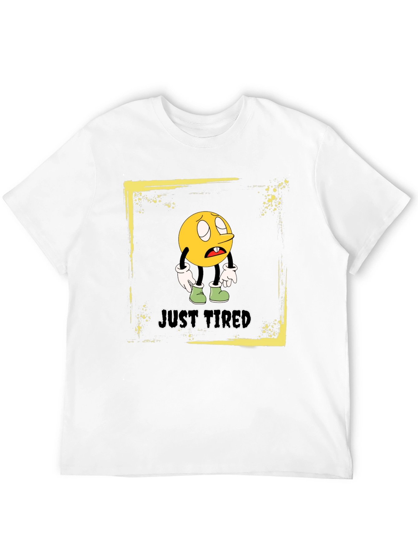 Just Tired Graphic T-Shirt - Funny Cartoon Emoji Tee