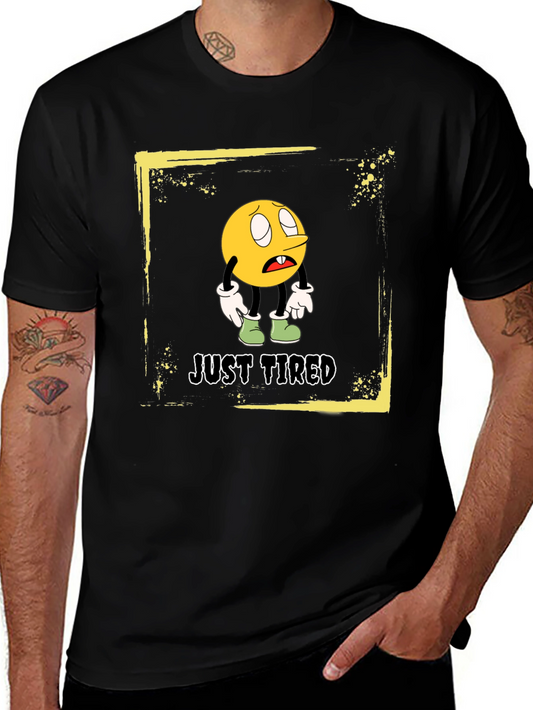 Just Tired Graphic T-Shirt - Funny Cartoon Emoji Tee