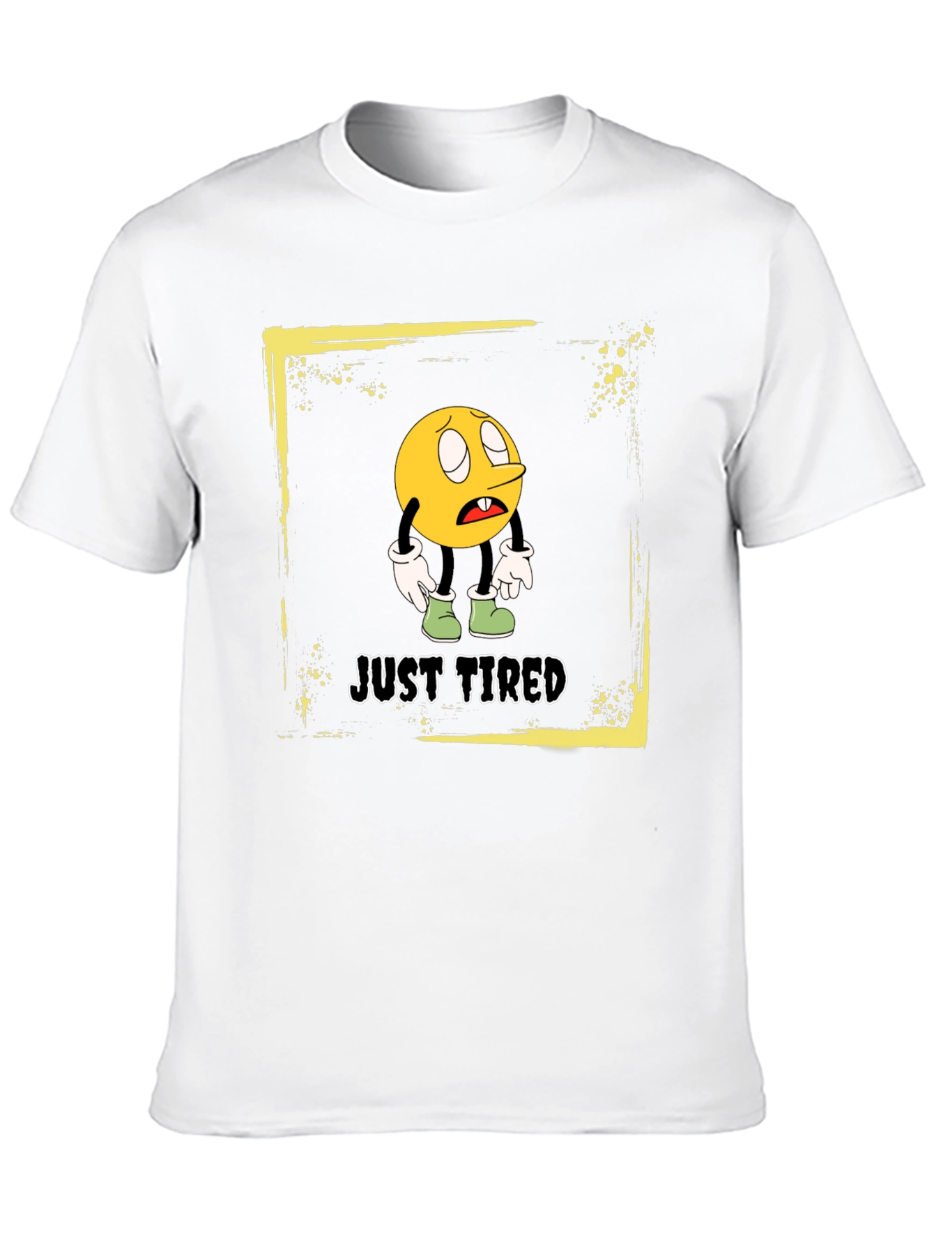 Just Tired Graphic T-Shirt - Funny Cartoon Emoji Tee