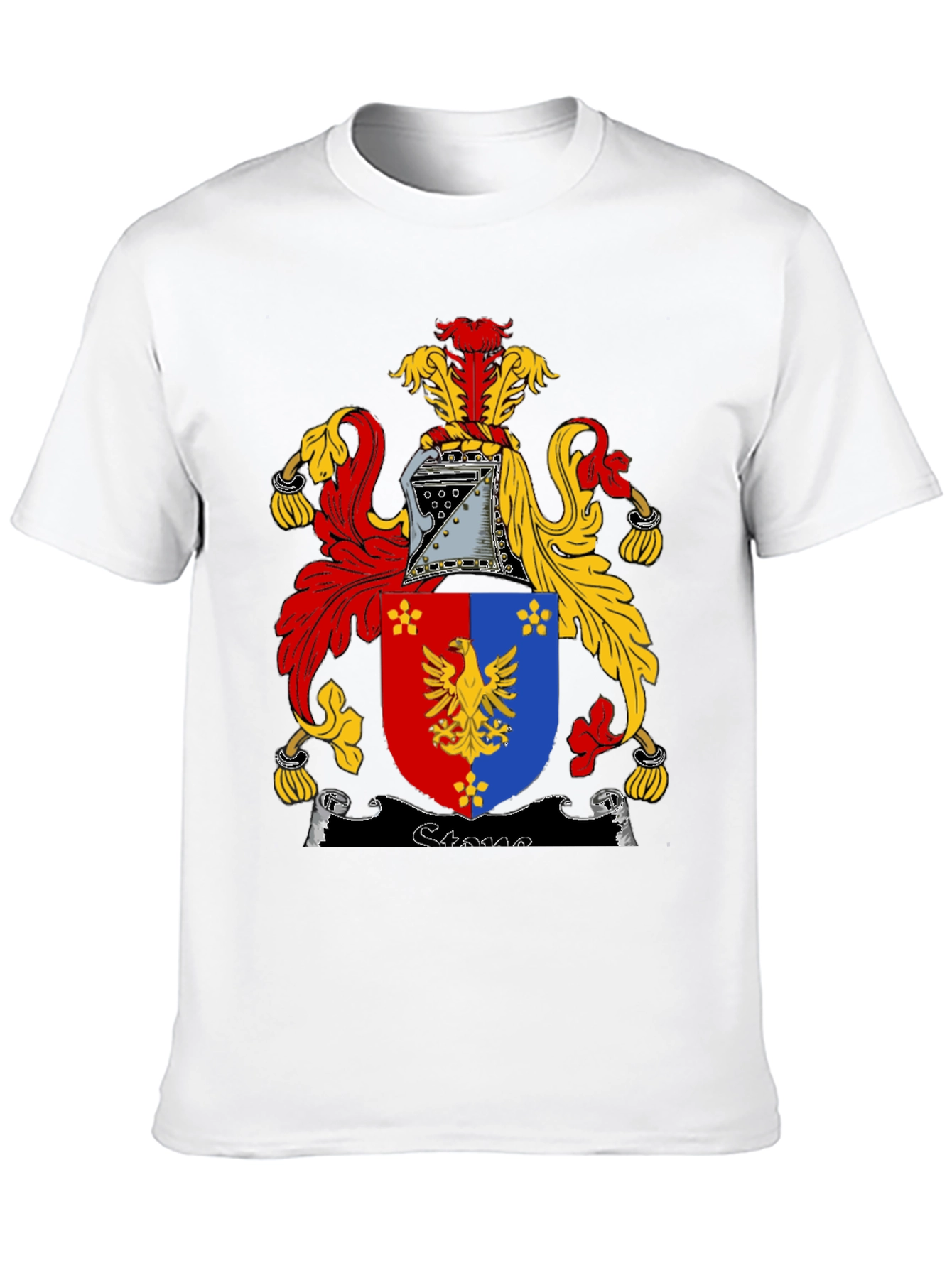 Black T-Shirt with Medieval Coat of Arms Graphic