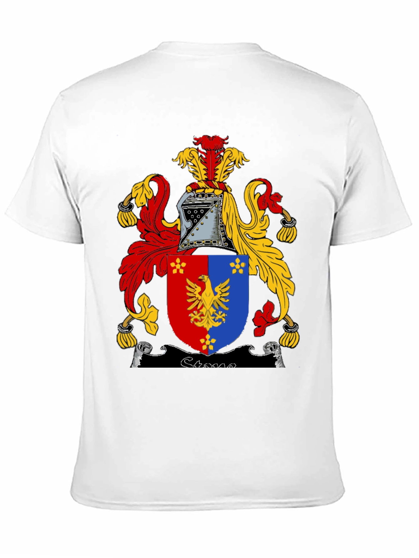 Black T-Shirt with Medieval Coat of Arms Graphic