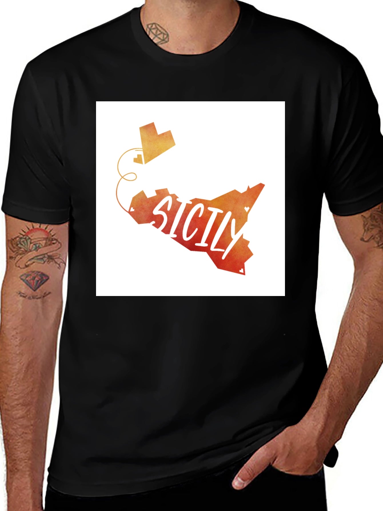 Sicily Map Graphic Tee - Travel Souvenir T-Shirt