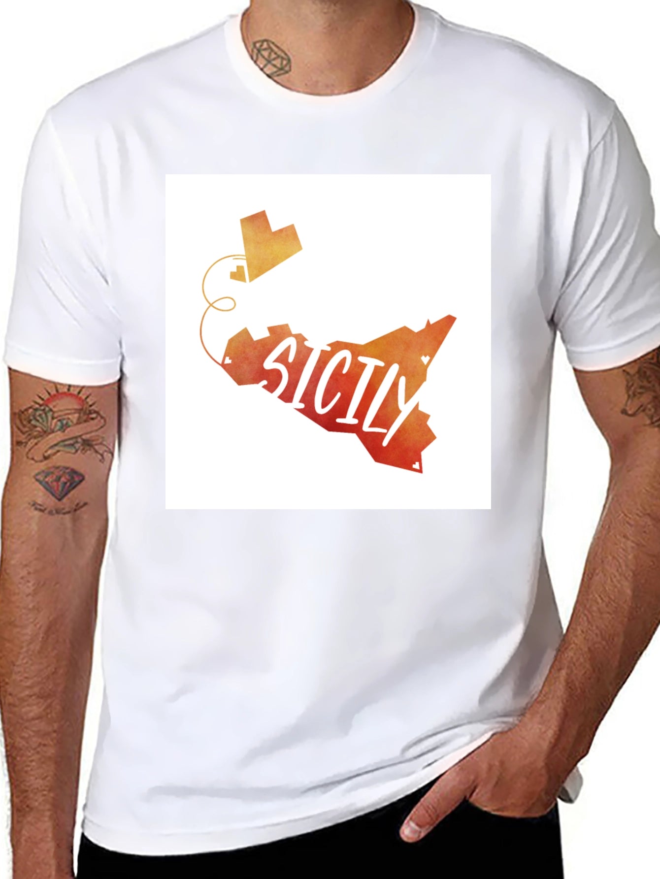 Sicily Map Graphic Tee - Travel Souvenir T-Shirt