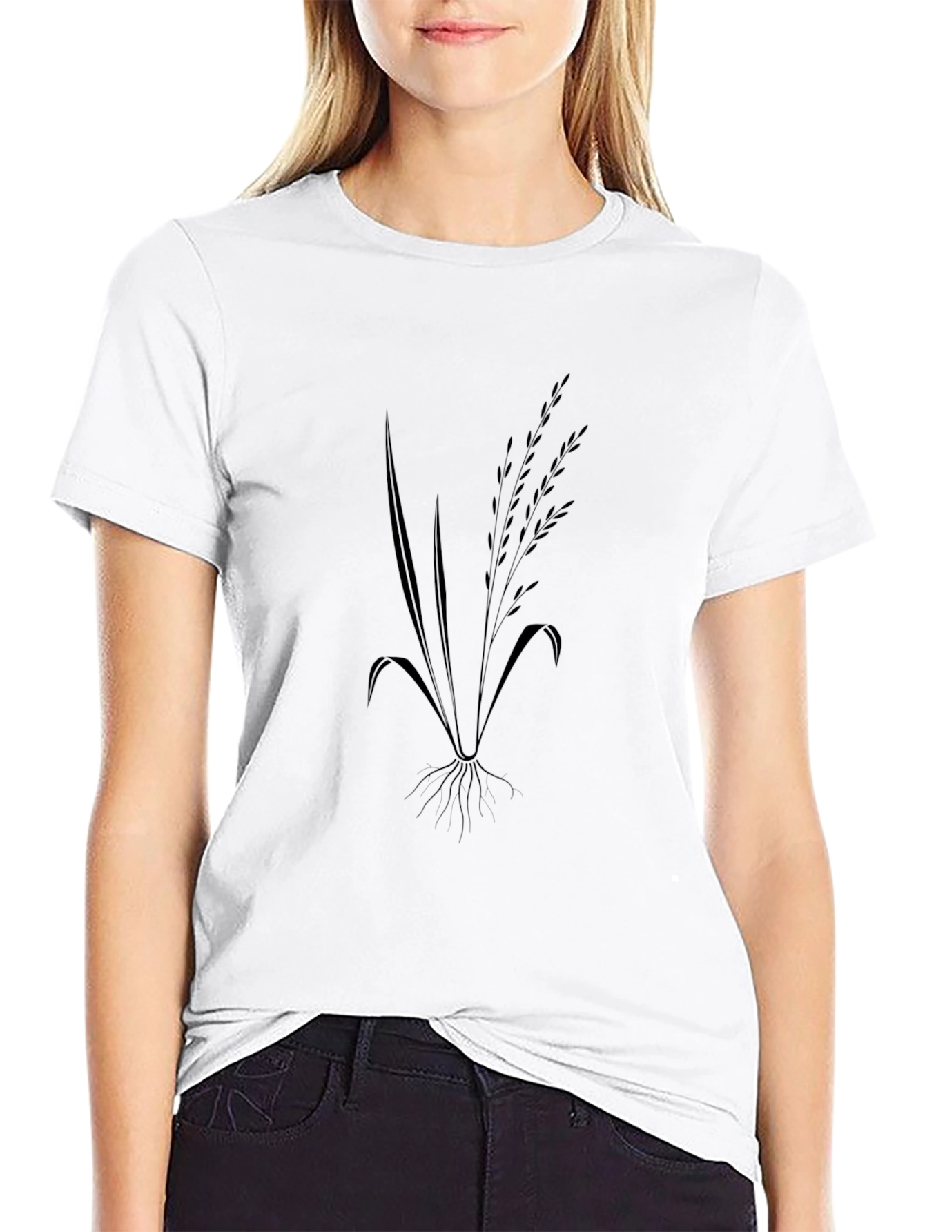 Black T-Shirt with Wheat Graphic