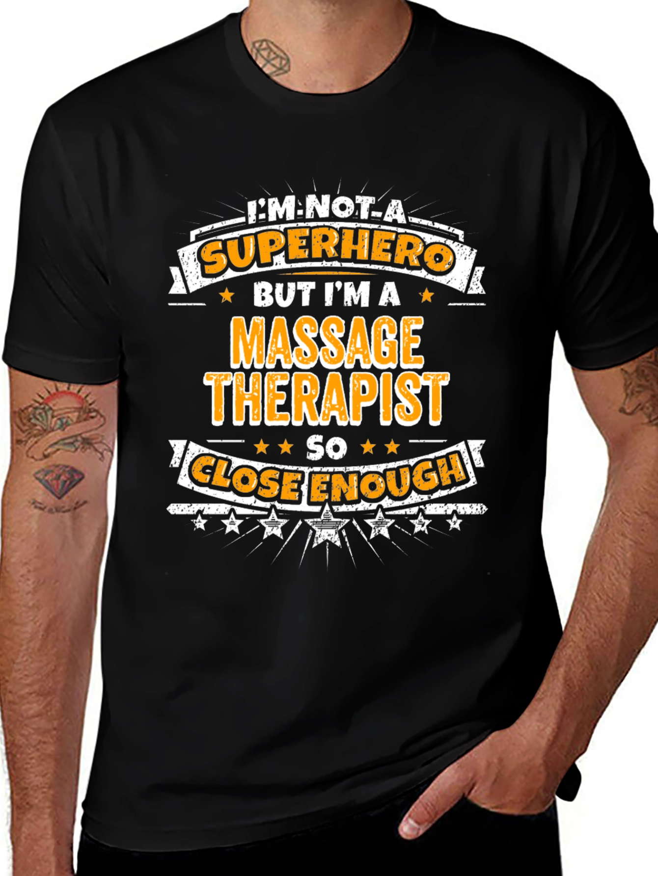 Massage Therapist Superhero Graphic T-Shirt